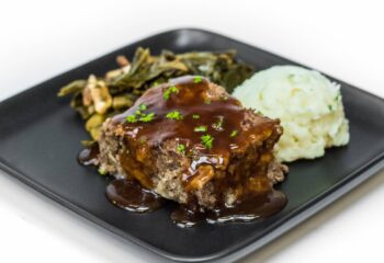 #100  Honey BBQ Meatloaf, Mashed Potatoes and Southern Style Collard Greens