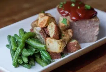 #107  Savory Beef Meatloaf with Redskin Potatoes and Seasoned Whole Green Beans