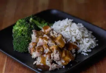 #124  Asian Style Orange Chicken Thighs with White Basmati Rice & Broccoli
