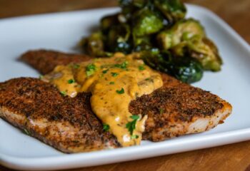 #243  Low Carb Blackened Flounder with Roasted Brussels Sprouts