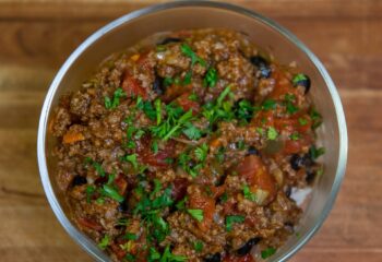 #103 Homestyle Beef Chili Over Basmati Rice