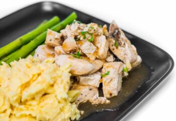 #141  Bourbon & Peach Roasted Chicken with Mac & Cheese and Vegetable Medley
