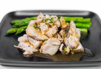#241  Low Carb Bourbon & Peach Roasted Chicken with Vegetable Medley