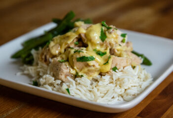 #101 Jalapeno Popper Chicken with Seasoned Green Beans and White Basmati Rice
