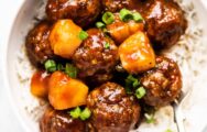 FROZEN Medium Pineapple BBQ Meatballs with Brown Rice & Roasted Broccoli