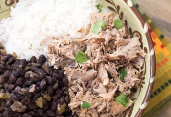 #107  Pork Carnitas with Rice & Beans and Mexican Street Corn