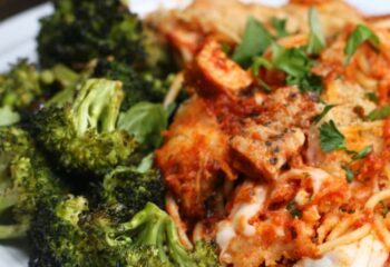 #216 Low Carb Breaded Chicken Parmesan with Roasted Broccoli