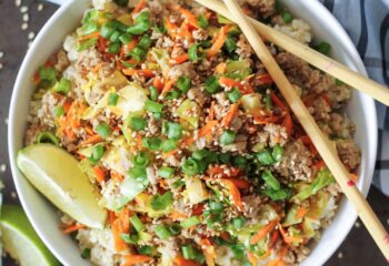 #118  Bourbon Glazed Ground Turkey Bowl with Quinoa and Spiced Vegetable Medley