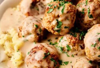 #156 Swedish Turkey Meatballs with Mashed Potatoes & Roasted Brussels Sprouts